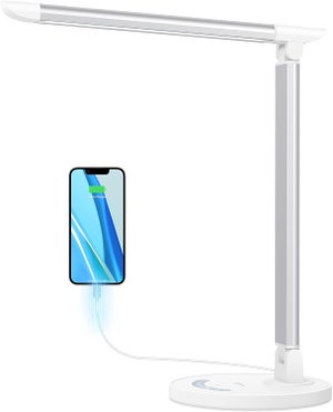 Lampe De Bureau LED Réglable - 3 Températures De Couleur, 9 Niveaux Luminosité - Contrôle Tactile, Mémoire, Timer - Sans Scintillement, Protection Yeux - Étudiant, Bureau, Chambre