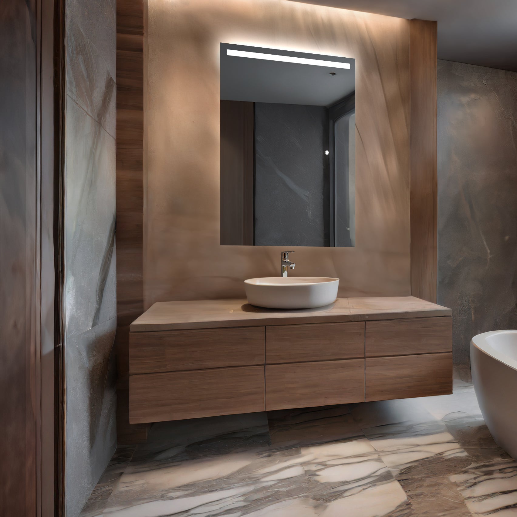 Miroir de Salle de Bain LED - Tiana | 60x140 cm | LED Lumineux Miroir | Blanc Froid 7000K | Interrupteur Tactile - 2