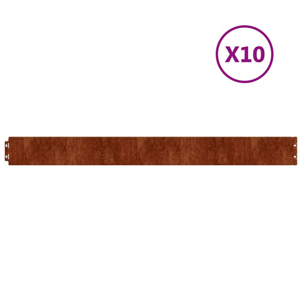 Bordures de pelouse 10 pcs 10x103 cm acier corten flexible vidaXL - 2