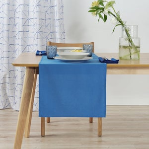 Runner Da Tavolo Blu Scuro Moderno 33x180 Cm Con Linee Oro – Lavabile, Per Sala Da Pranzo E Soggiorno, Decorazione Elegante Primaverile Estiva
