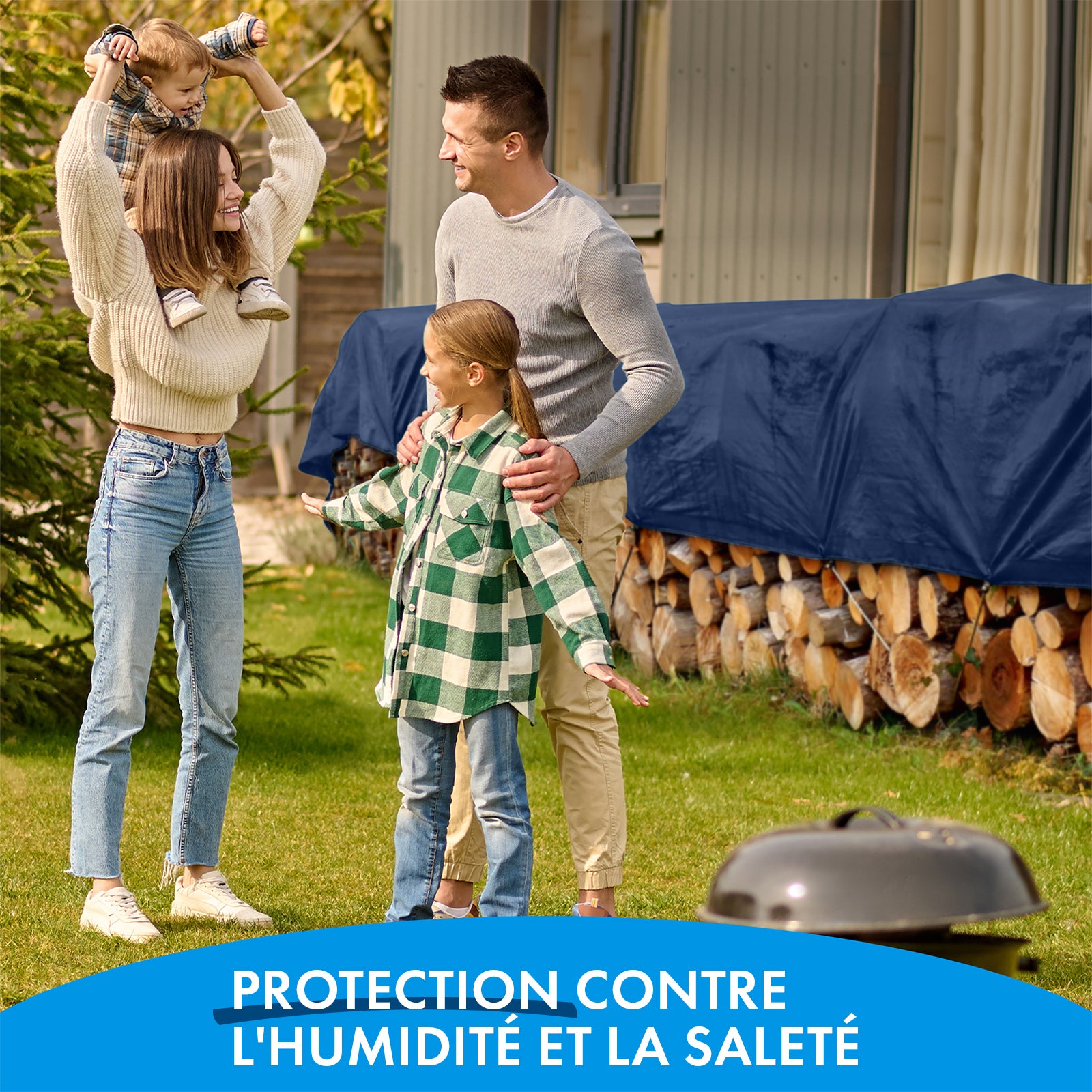 Bâche de protection imperméable 140 g/m² Bleu 6 x 10 m - 3