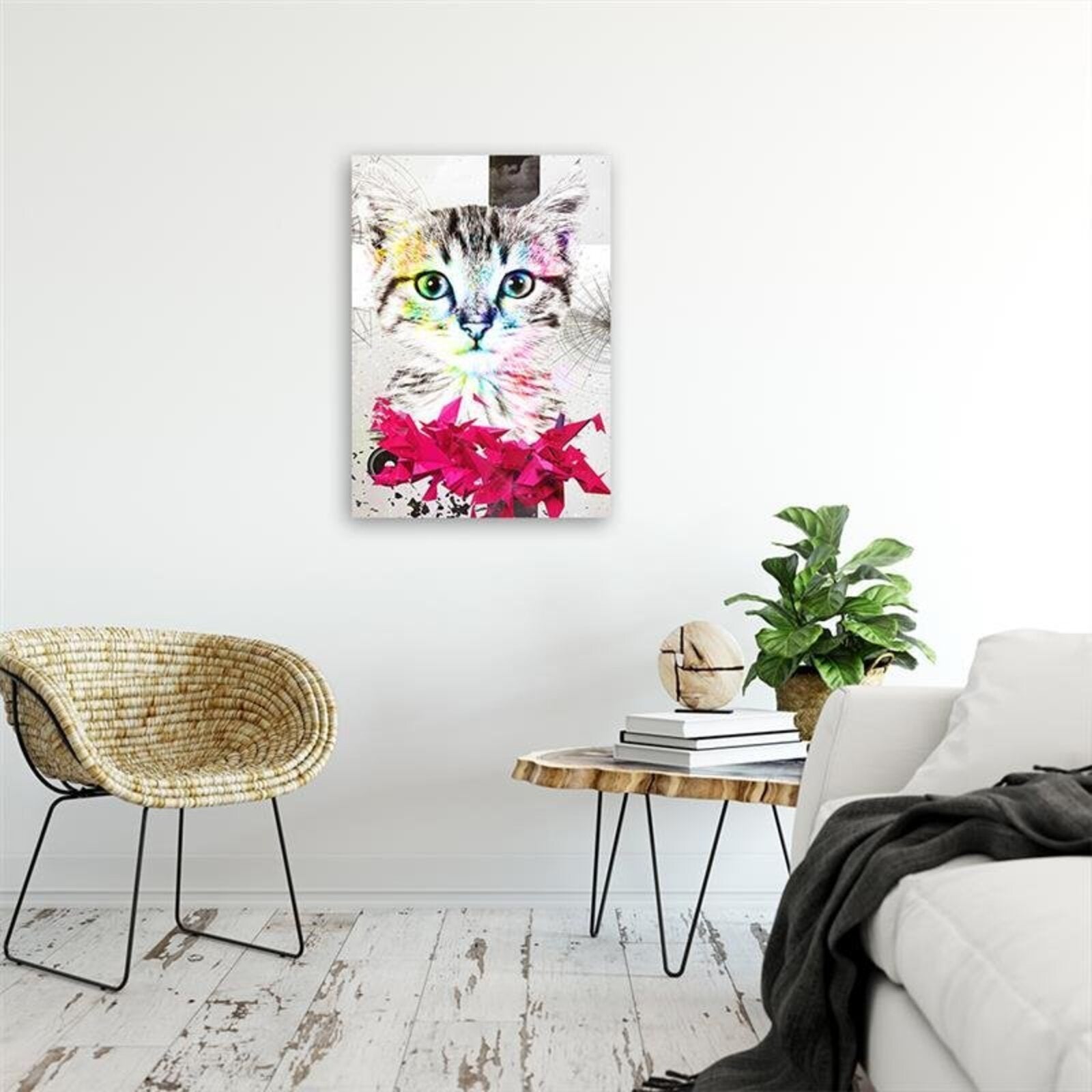 Tableau portrait abstrait de chat de bois - 40 x 50 cm - 4