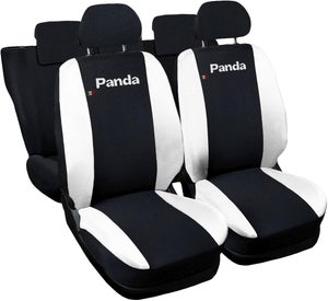 Auto Accessori Lupex Autostoelhoezen compatibel met Panda Seconda 169 en derde 319-serie, stof, polykatoen, complete set (zwart - donkerblauw met rugleuning 60e40