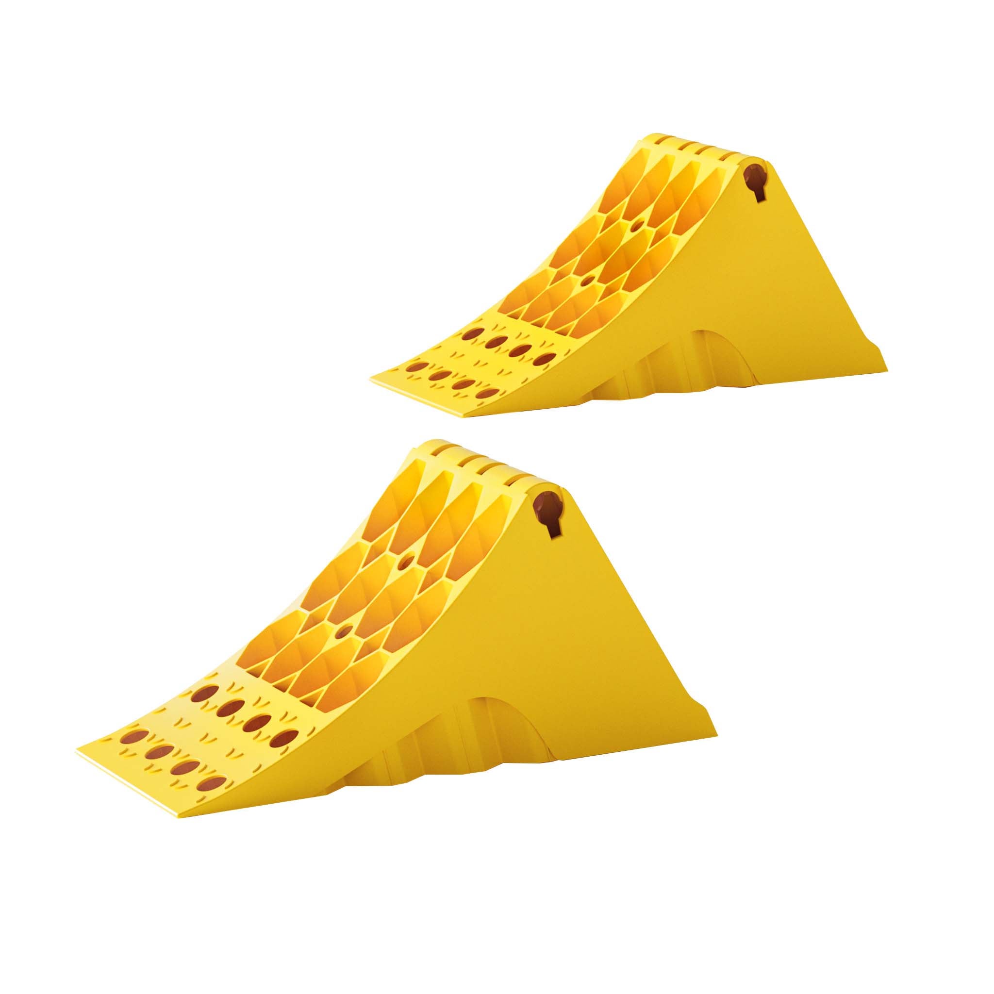 Cales De Roue En PE-HD Wiltec - 166x75x94 Mm, Capacité 2 Tonnes La Paire - Surface Antidérapante, Poignée - Pour Voiture, Caravane, Remorque