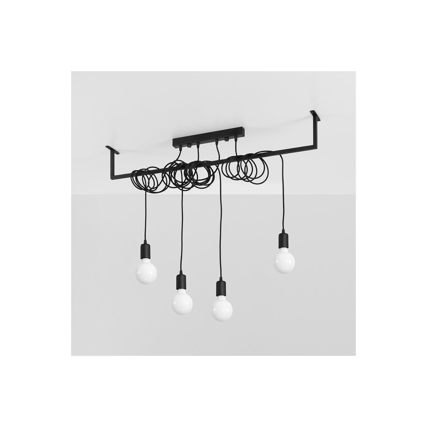 Lampa wisząca Salamanca czarna 4xE27x60W wym: 100 x 60 x 10 cm metal Sollux Lighting