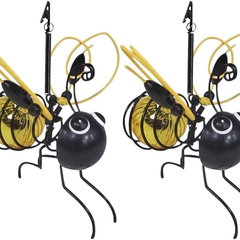 Zestaw 2 lamp solarnych w kształcie pszczół do ogrodu, na patio, ścieżkę, do dekoracji roślin (żółte), klasa energetyczna A