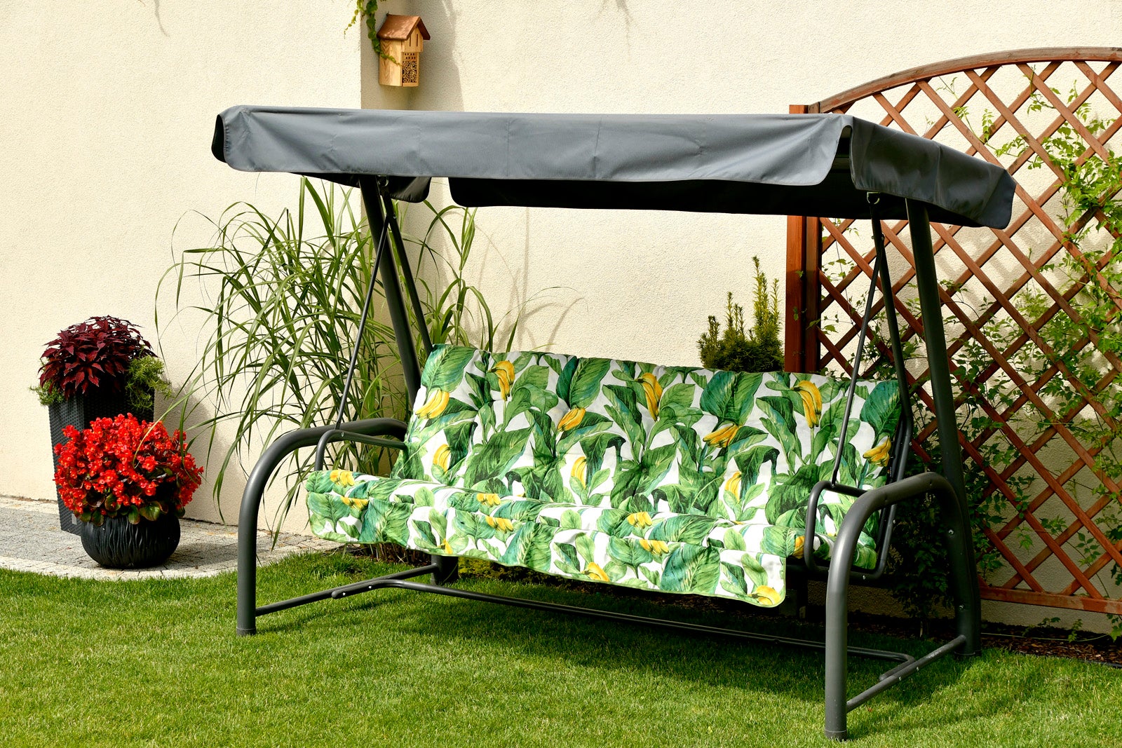 Poduszka na huśtawkę ogrodową AMPO 175 cm zielony żółty 1 szt.