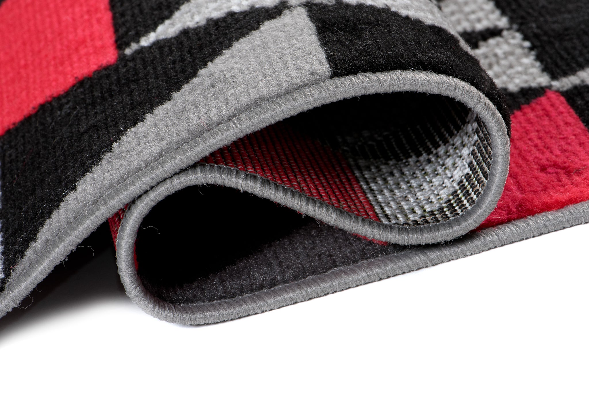 TAPISO Maya Tappeto Passatoia Corridoio Moderno Rosso Grigio Nero Triangolo Mosaico 70 x 230 cm - 3