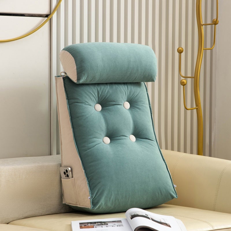 Coussin de dossier avec appui-tête, coussin décoratif, coussin de soutien lombaire, amovible et lavable (vert clair, 45 x 55 x 25 cm (1 pièce)) - 6