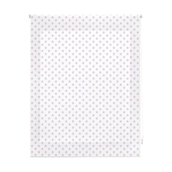 Estor enrollable infantil - estor infantil tamaño 160x250 - estor enrollable color blanco con estrellas lila | blindecor