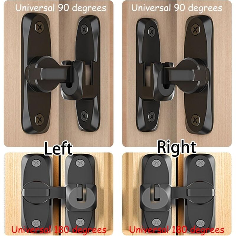 Chiusura a scatto - Serratura di sicurezza - Serratura a scatto con foro per lucchetto - (Nero) - 4