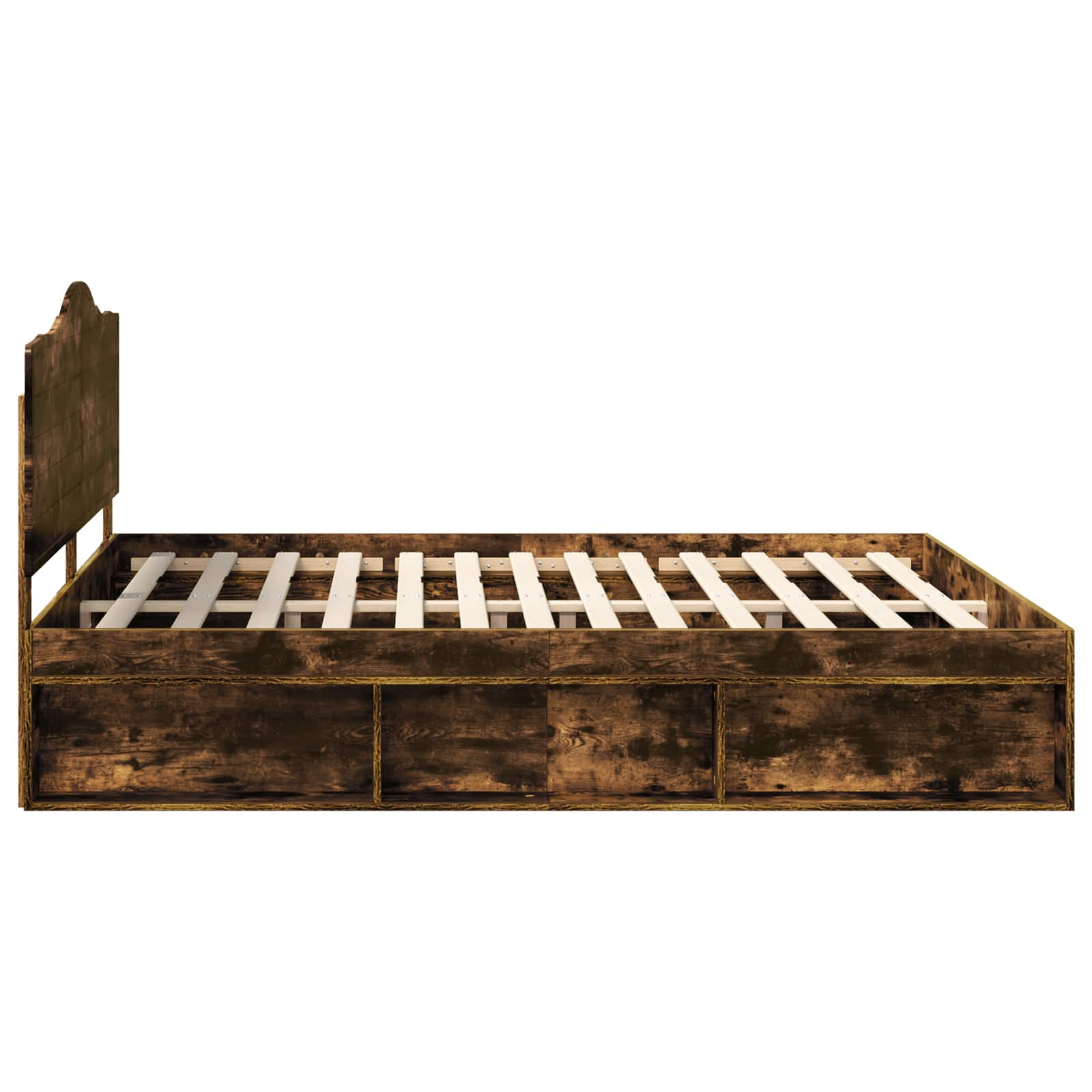 Cadre de lit en pin massif, chêne fumé, pour la chambre, 200 × 200 cm - 8