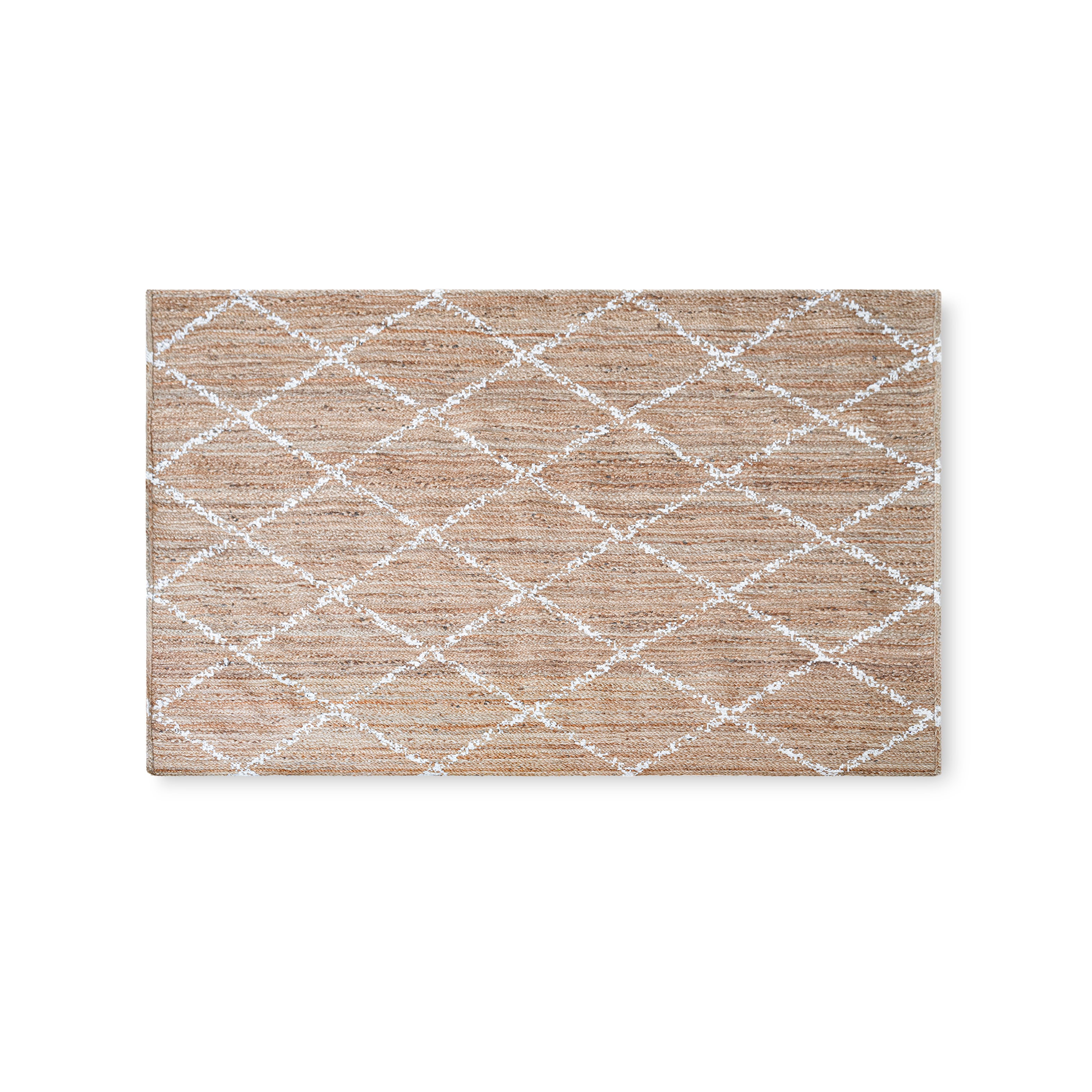 Dywan z juty ręcznie robiony West biały 160x230cm – Geometryczny wzór, ekologiczny i biodegradowalny