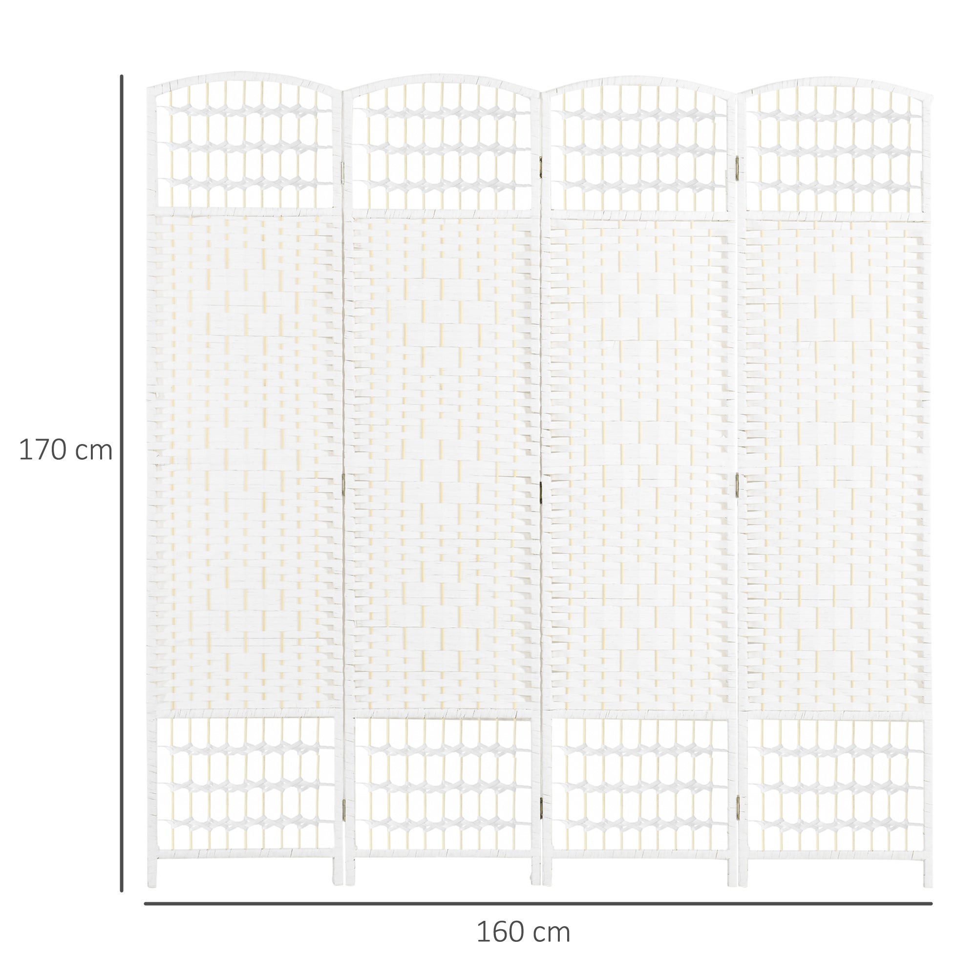 Paravent intérieur bois séparateur pièce cloison pliable 4 panneaux 160x170 cm blanc - 5