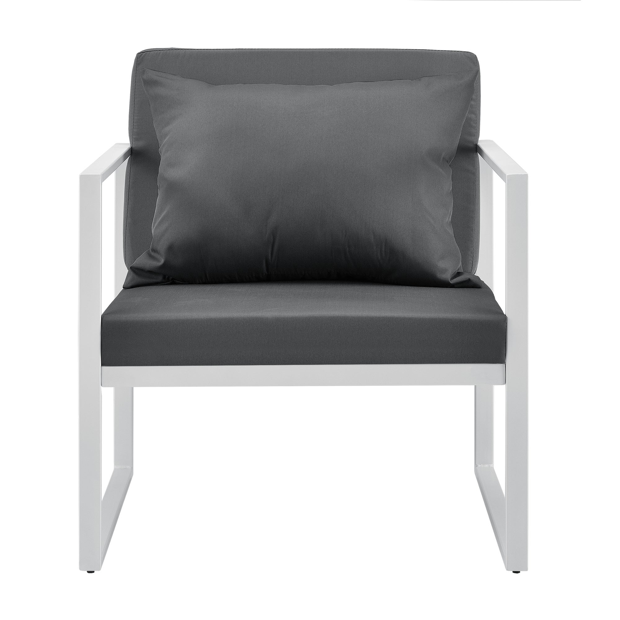 Fauteuil de jardin avec coussin en metal et textilène Blanc - 3