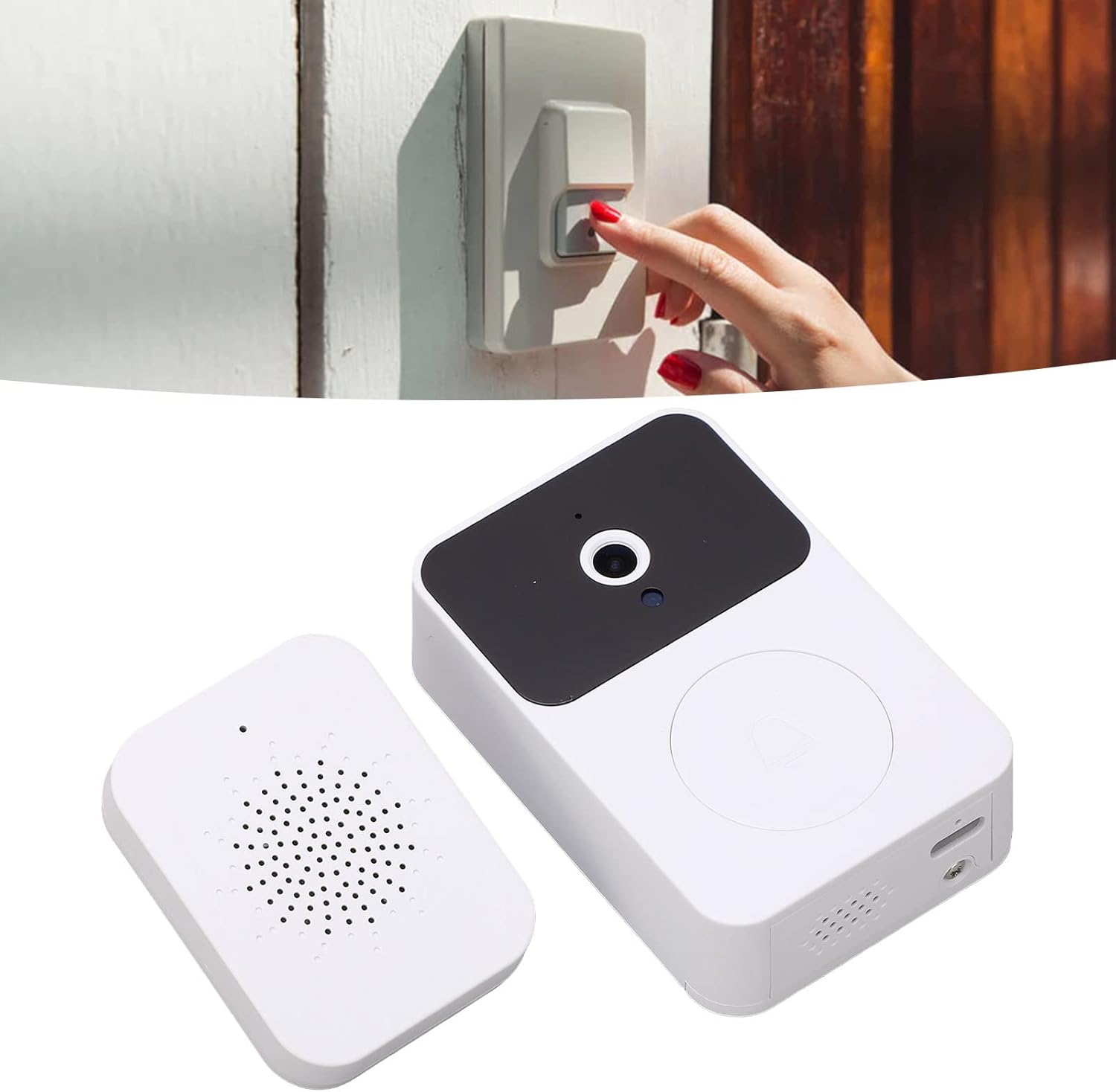 Sonnette vidéo sans fil - Interphone vidéo sans fil - Étanche pour l'extérieur - Wi-Fi 2,4 GHz - Batterie haute capacité - 3