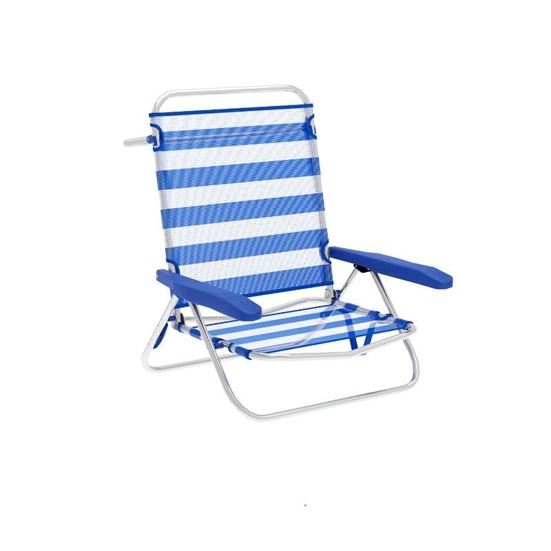 Marbueno Folding Chair 5 Positions Aluminum Orange Blue Stripes Beach Pool 63X76X78 cm