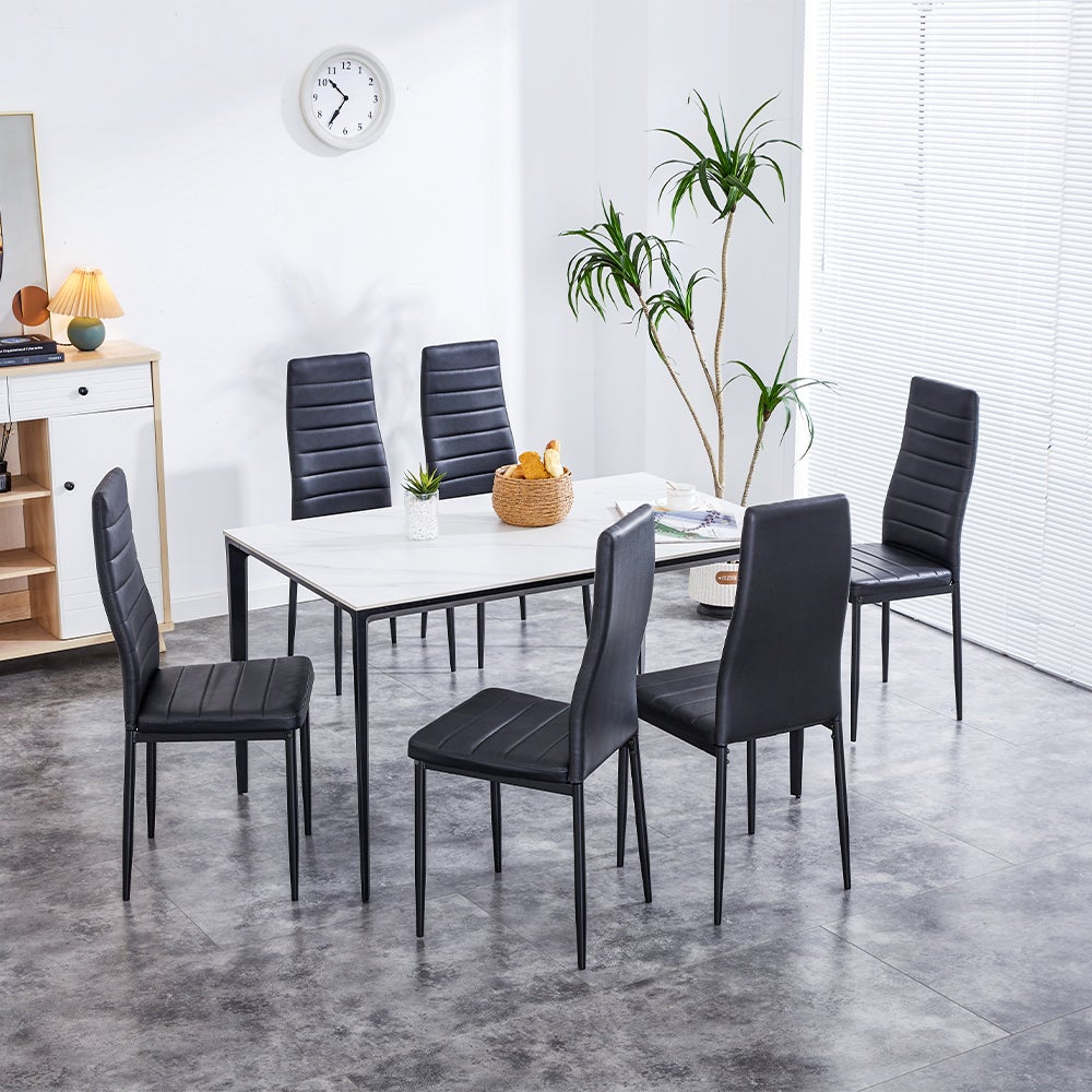 TEENO Lot de 6 Chaises de Salle à Manger, Noir - 2