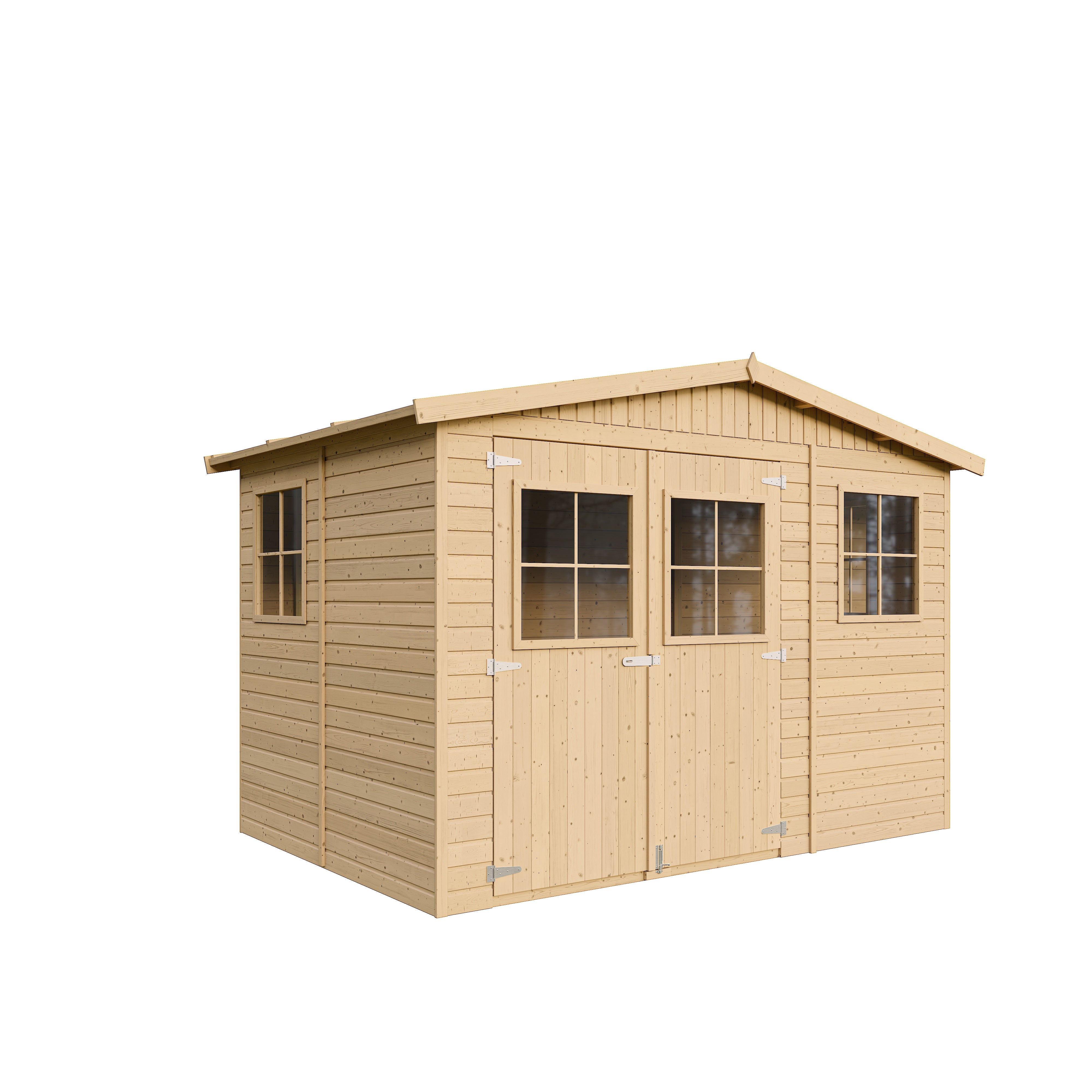 Abri de Jardin en Bois Naturel - Stockage extérieur avec fenêtres- H226x318x220 cm/6 m² hangar en bois naturel - Timbela M334 - 3