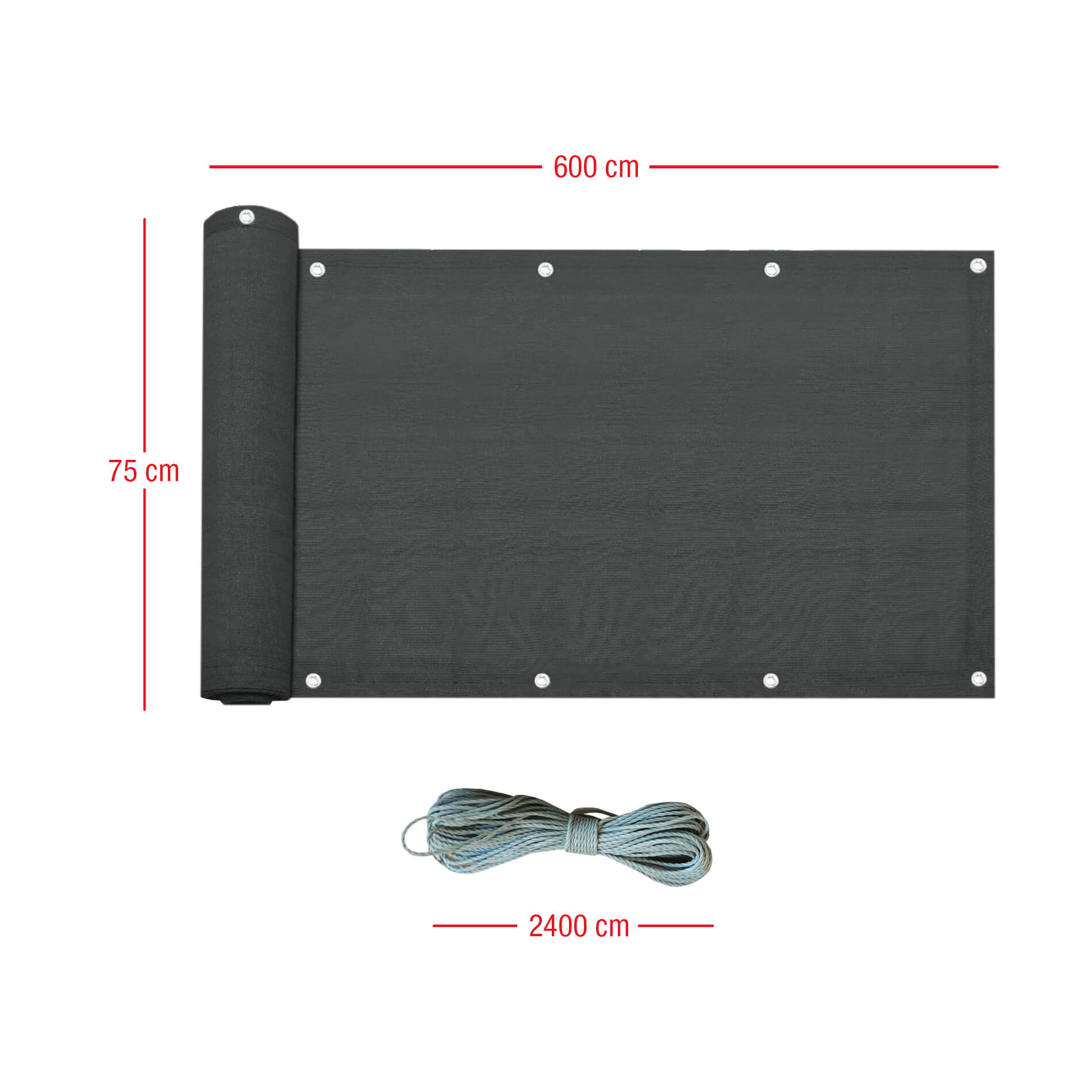 Pantalla Privacidad Rebecca Mobili Barandilla Balcón Hdpe Gris Antracita 0.75x6 - 3