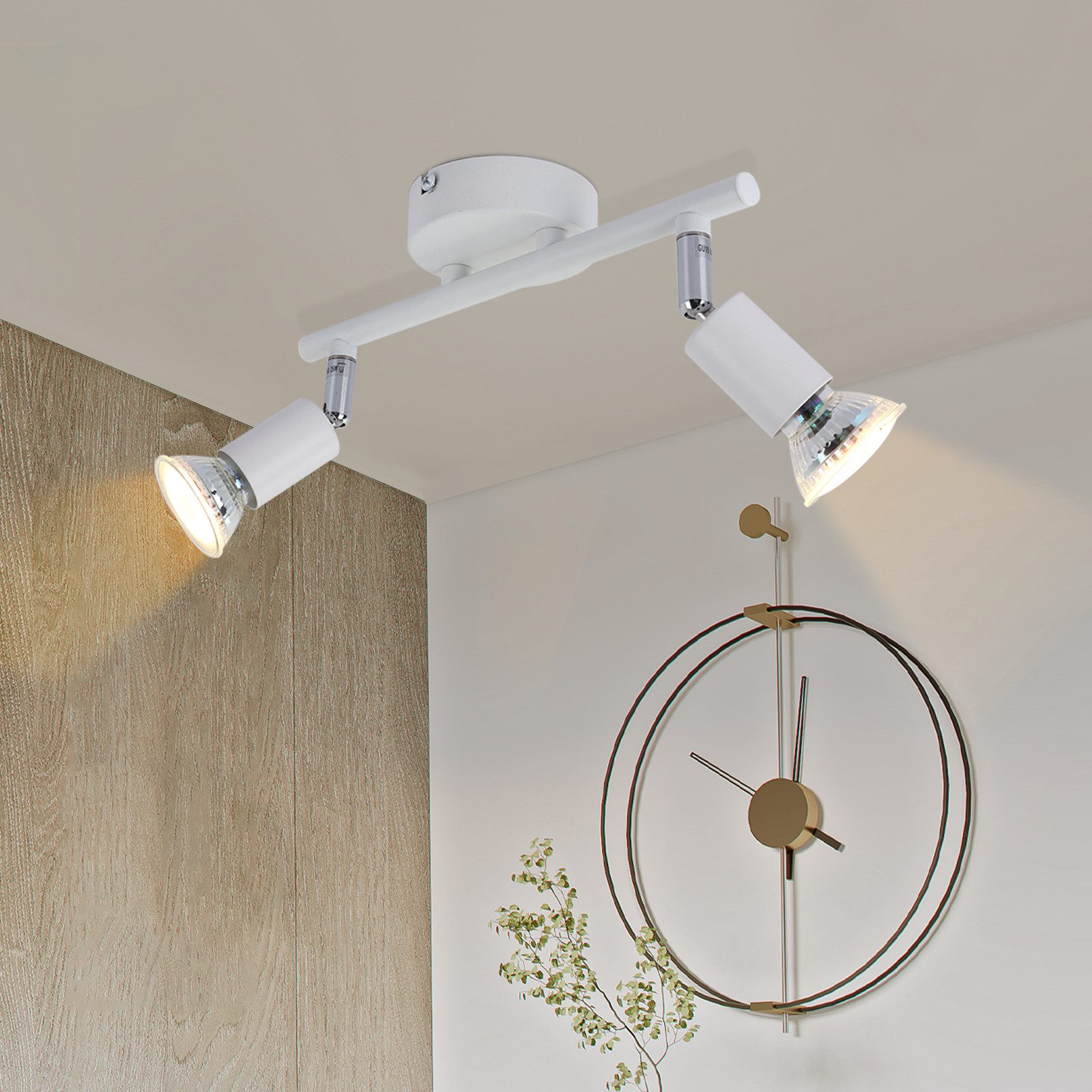 NETTLIFE Plafonnier LED 2 spots GU10 - Spot de Plafond Lampe de Plafond Moderne Intérieur Blanc pour Salon Salle de Bain Cuisine Bureau - 7