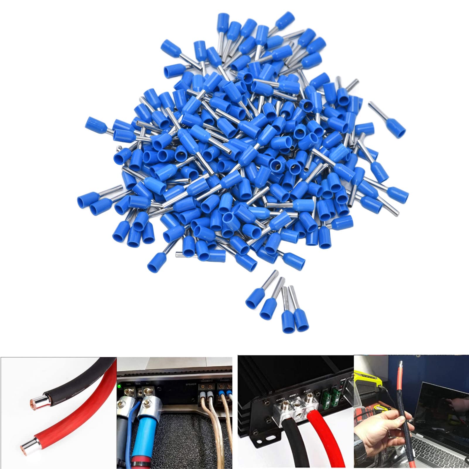 Kit di connettori terminali elettrici a crimpare con ghiera isolata da 1000 pezzi, estremità del cavo AWG 20 (E7508) - 3