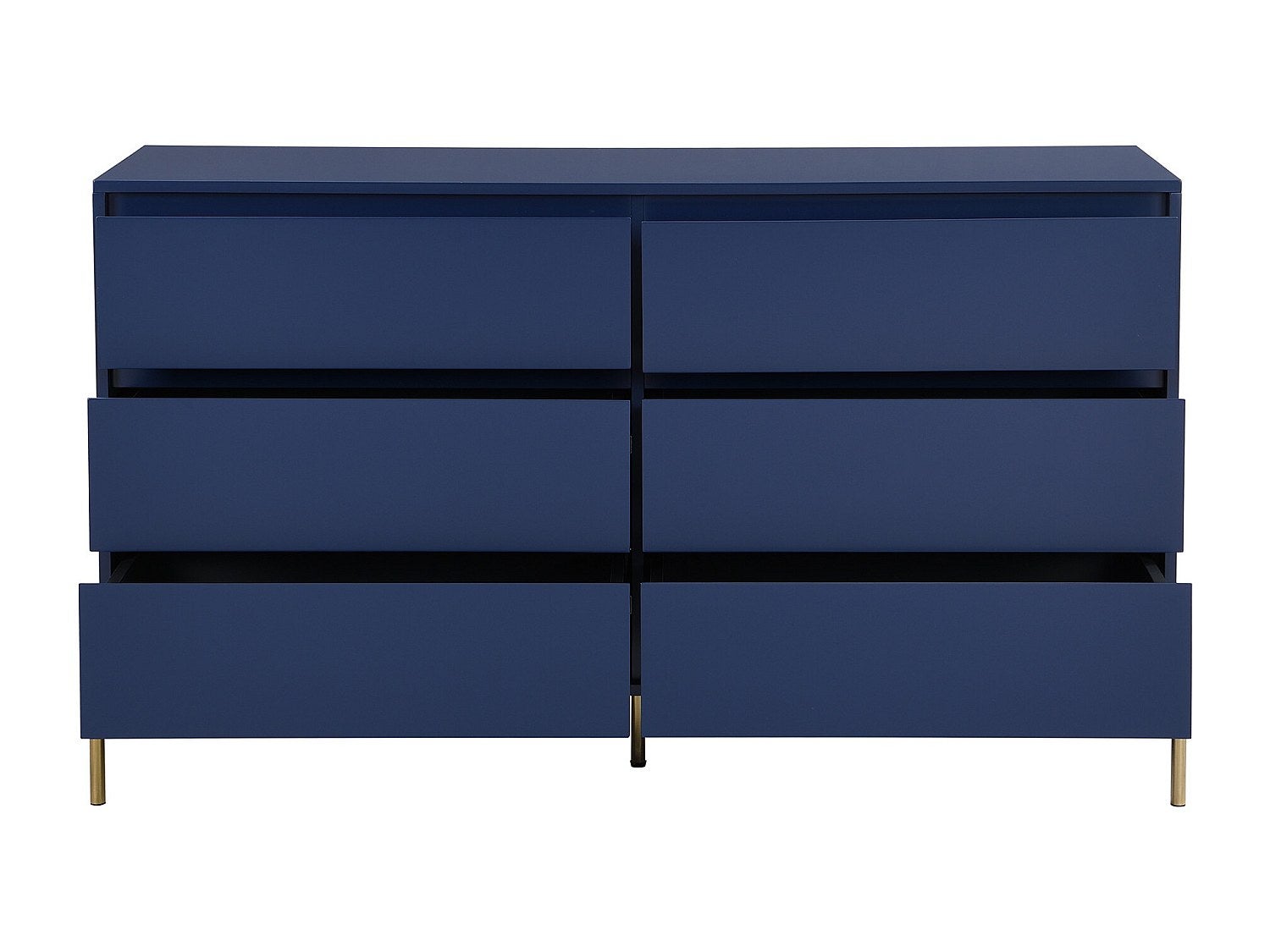 Commode 6 tiroirs - MDF et métal - Bleu laqué et doré - KORASA - 5