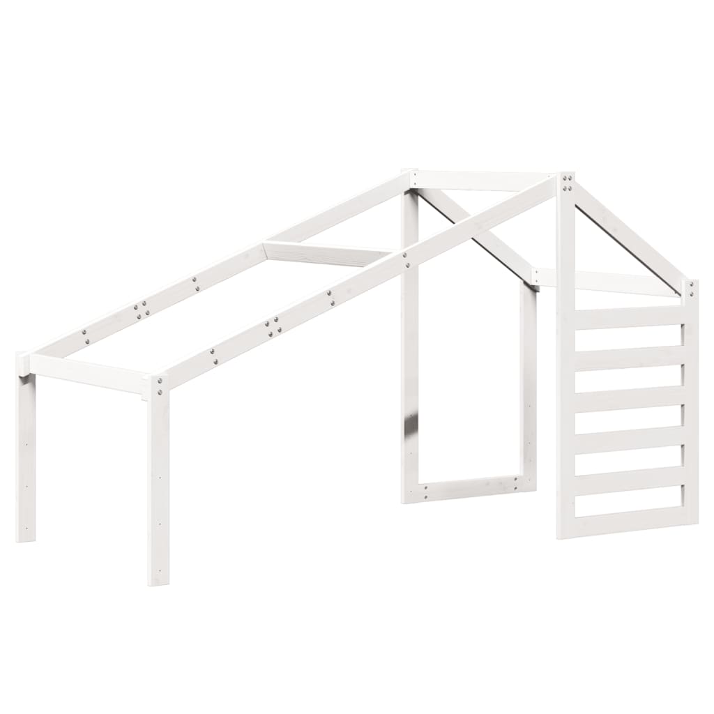 Lit haut avec toit blanc 90x190 cm bois de pin massif - 8