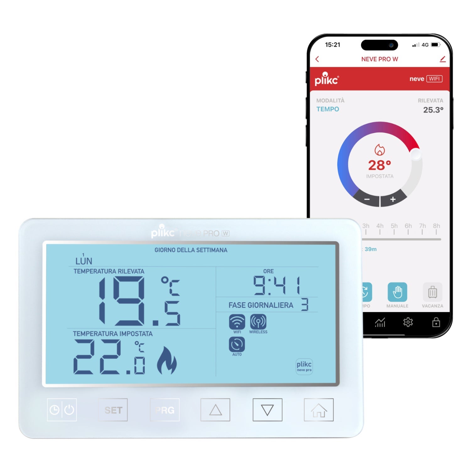 PLIKC - Neve Pro W - cronotermostato digitale wifi, gestibile con app, a parete e ad incasso - 6