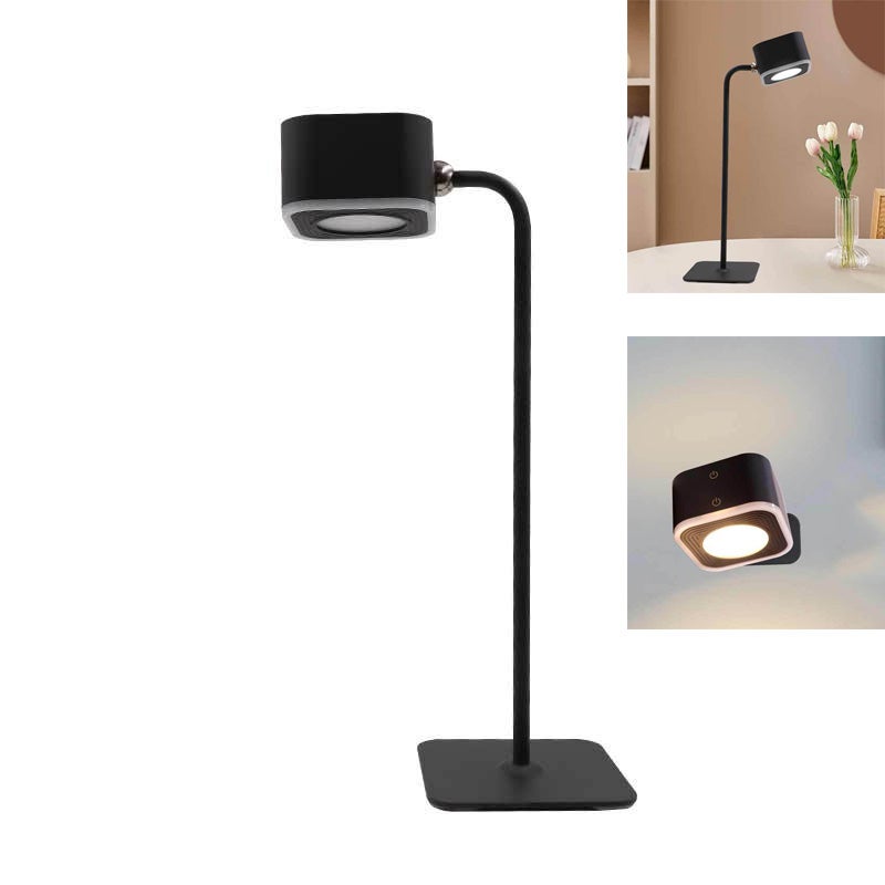 Bezprzewodowa lampa stołowa, ładowalna lampka biurkowa, trójkolorowa lampka z możliwością ściemniania, odpowiednia do sypialni i biura, czarna
