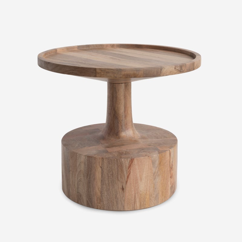 Drewniany stolik pomocniczy Tana Ø48x40 cm – śródziemnomorski minimalistyczny design, naturalny i elegancki