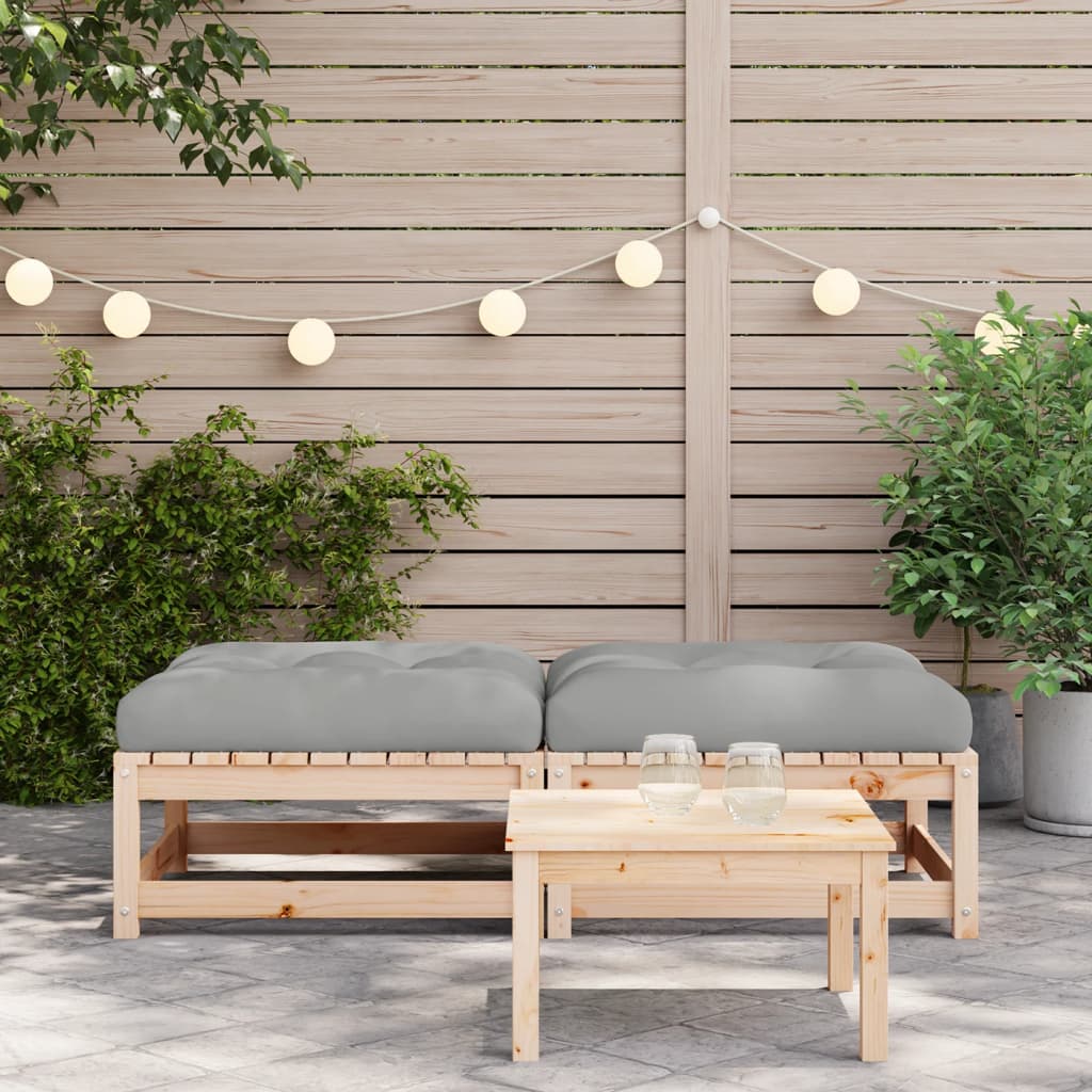 Maison Exclusive - Poggiapiedi da Giardino con Cuscini 2 pz Legno Massello di Pino - 3