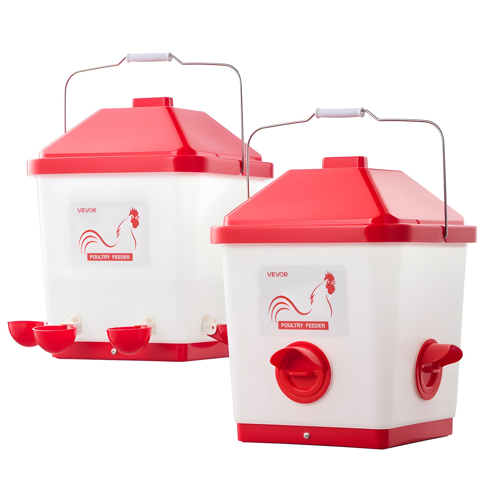 Zestaw karmnik i poidło automatyczne VEVOR 18 kg + 19 L grawitacyjne 3 porty 6 miseczek dla drobiu