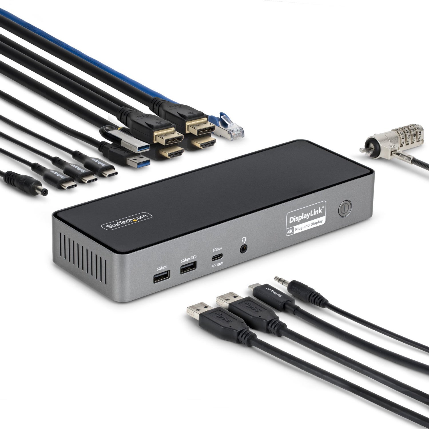 Base para portátil Startech USB-C Triple Pantalla 4K 140W Ethernet 2.5G Gris - Imagen 3