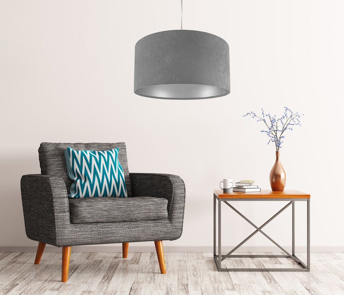 Lampa wisząca HOME 50 szara/srebrna