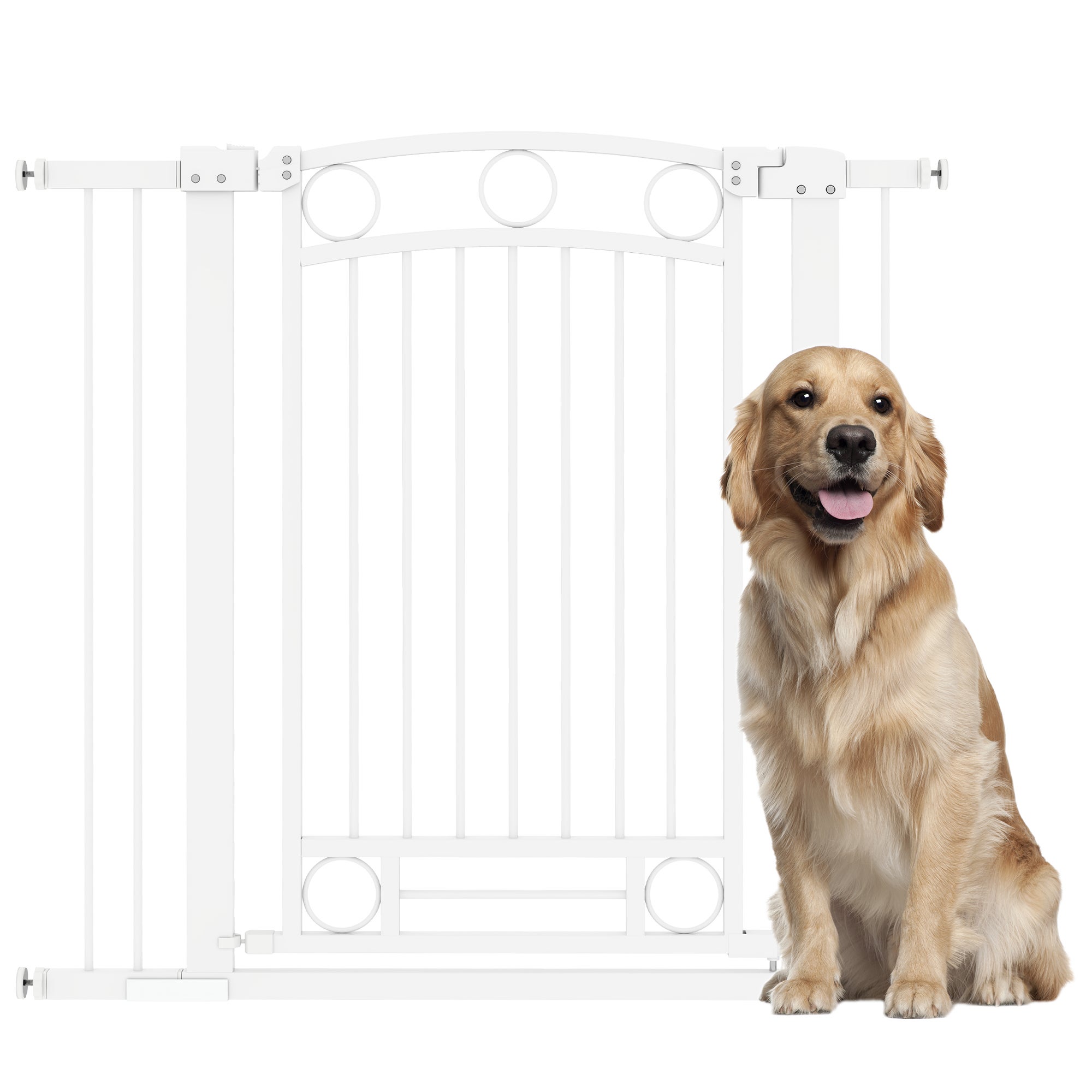 Barrera Seguridad Mascotas PawHut 150cm - Puerta Ajustable 77-104cm Para Perros Y Gatos