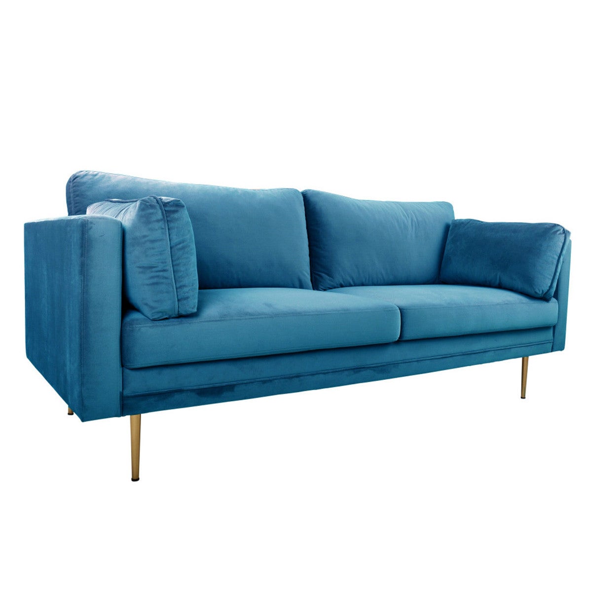 Boom sofa 3 osób welur niebieski.