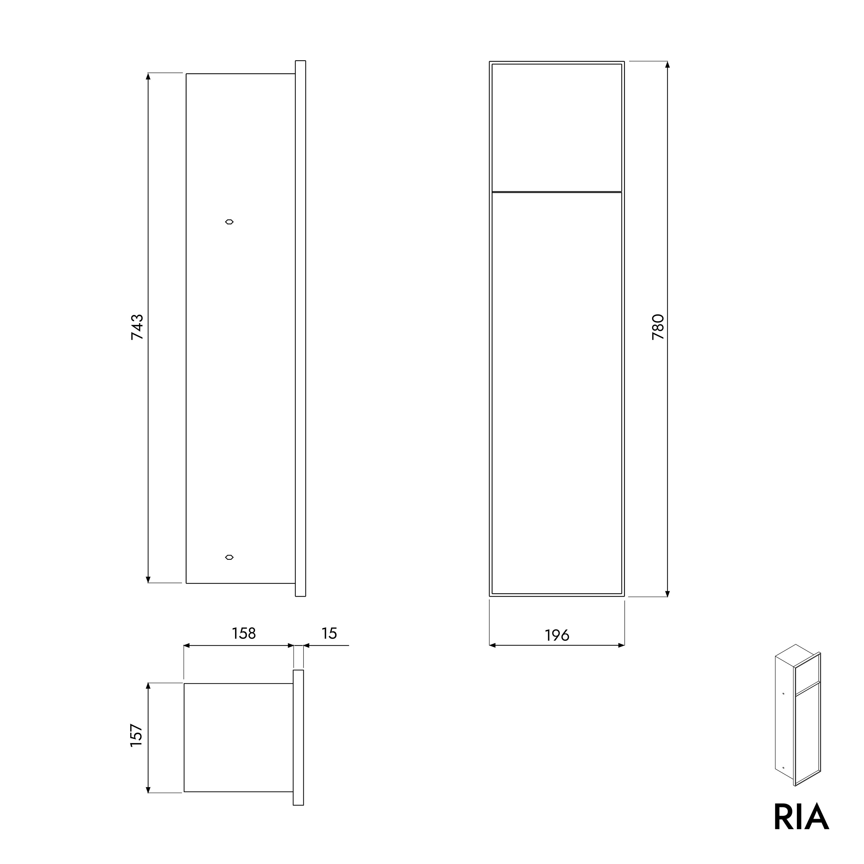 BERNSTEIN - Niche module à carreler acier inox WC encastré 16x16x74 (LxPxH) porte brosse toilettes + 2 étagères, charnière à gauche - RIA - 6