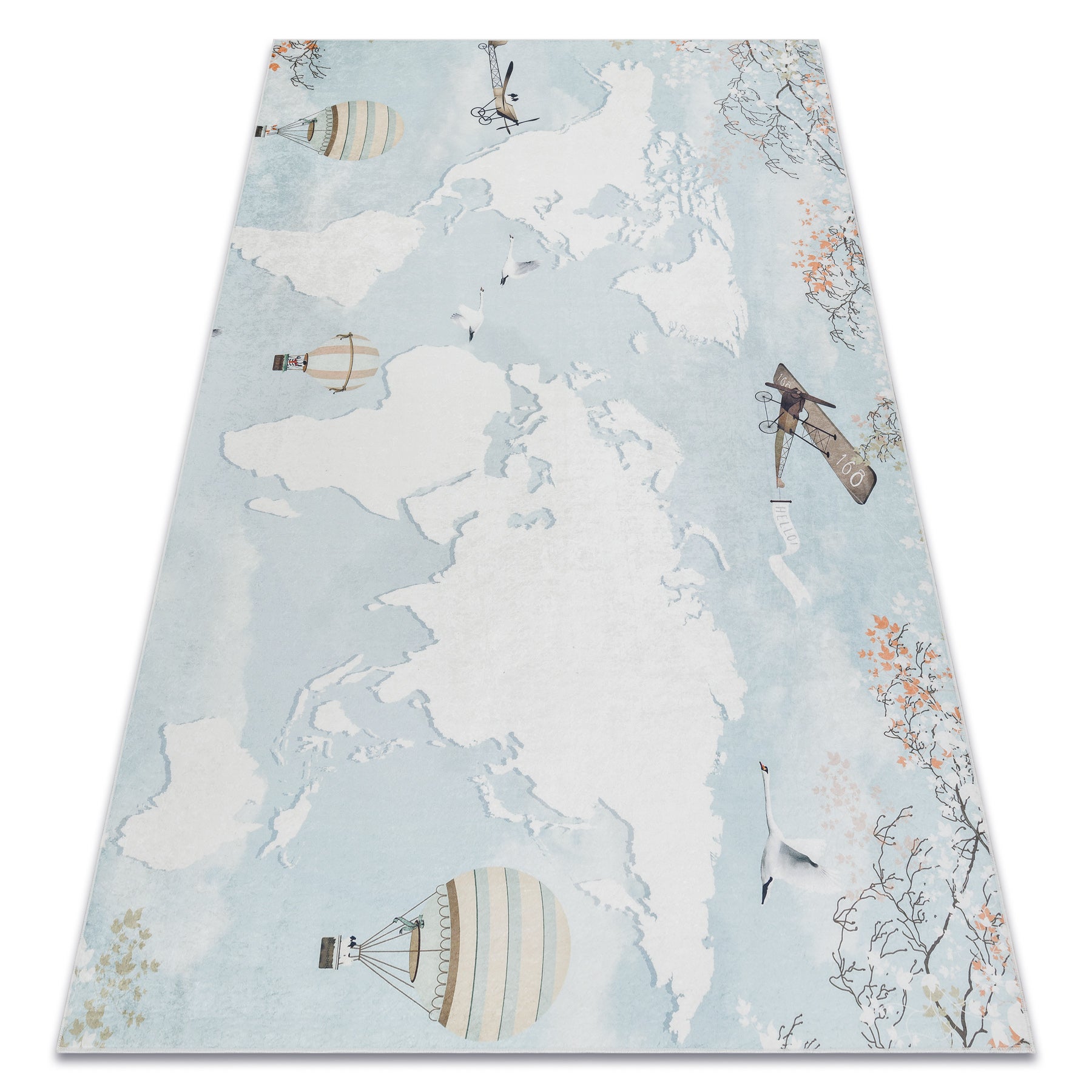 Alfombra lavable bambino 1163 mapamundi, mundo para niños antideslizante - azul 160x220 cm