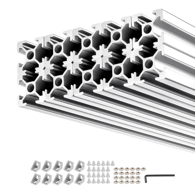 Profile Aluminium Extrude 2020 SucceBuy- Lot 10 Barres Anodisees 1220 mm, Compatible avec Rainure en T Standard Europeen pour Chassis deImprimante 3D