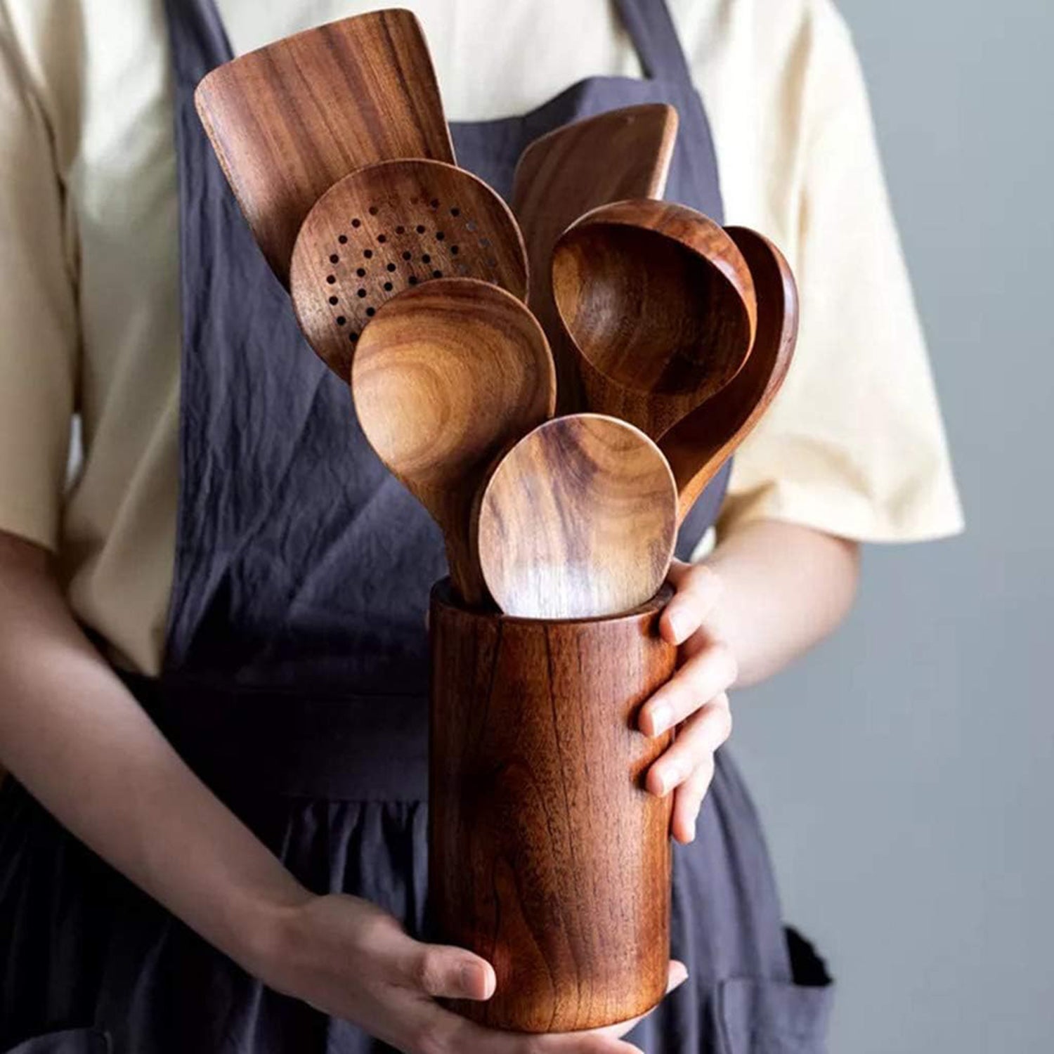 Set de 7 Utensilios de Cocina de Madera de Acacia - 6
