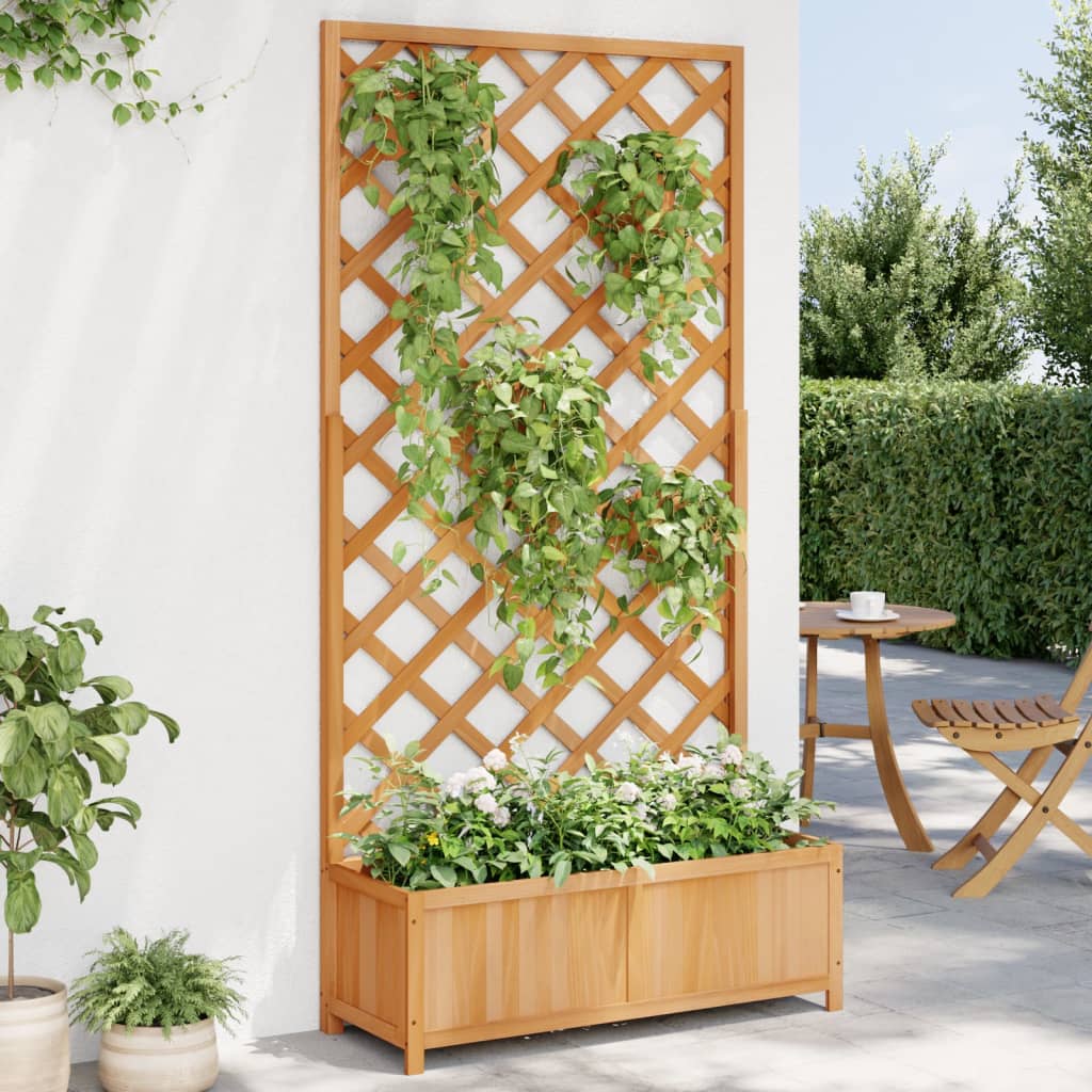 Bac à fleurs avec treillis bois massif 90x35x180 cm, idéal plantes grimpantes, jardin, terrasse, Marron – ComfortXL Outdoor Living - 2