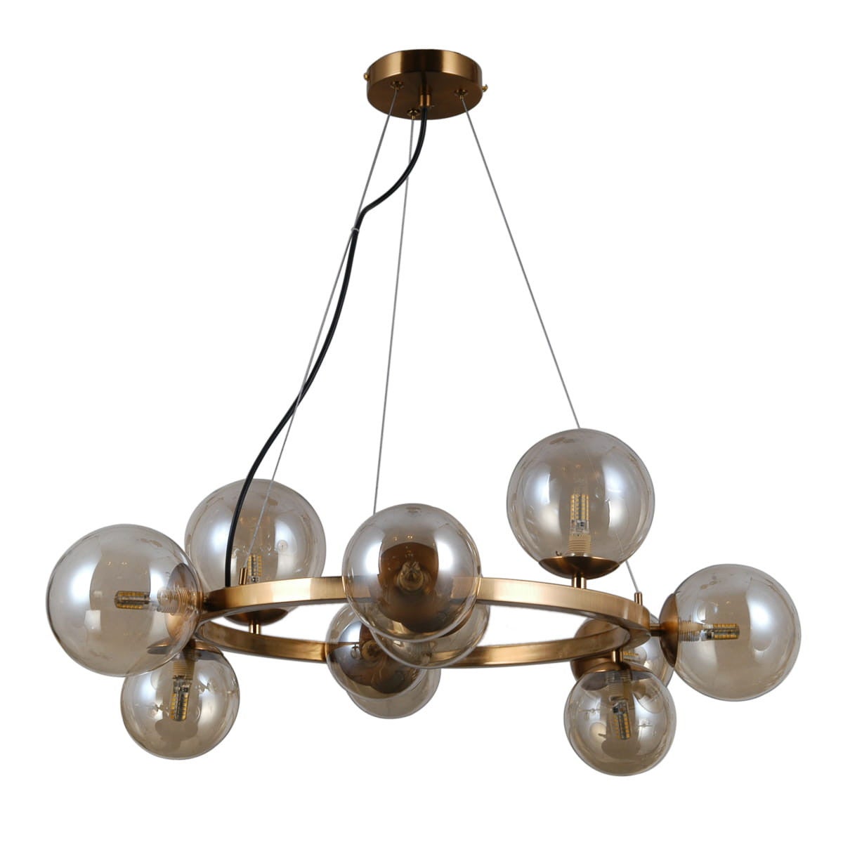 Lampa wisząca Montora miodowy mosiężny 11xG9x5W nowoczesny wym: 120 x 64,3 x 64,3 cm szkło Italux