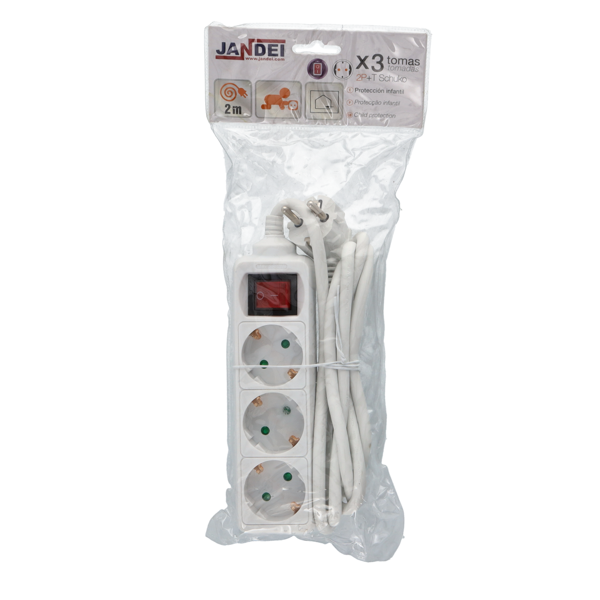 Cavo Di Prolunga 100 Piedi C-364SP-10M - CAVO PROLUNGA 10 METRI BIANCO CON INTERRUTTORE E PROTEZIONE DA SOVRATENSIONE 2300W SPINA ANGOLARE 10A 2P T PRESA BIPASSO SHUKO Cavo Elettrico Esterno 125V 15A