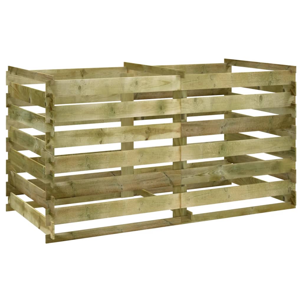 Bac de compostage à lattes en bois de pin imprégné, pour le jardin, 180 × 90 × 90 cm - 2