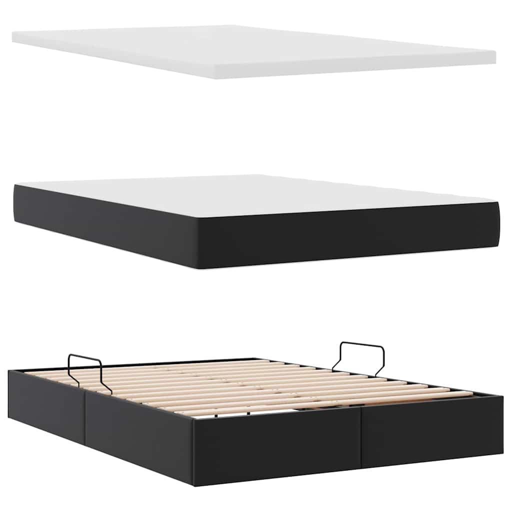 Lit avec rangement et matelas noir 140 x 200 cm similicuir - 8