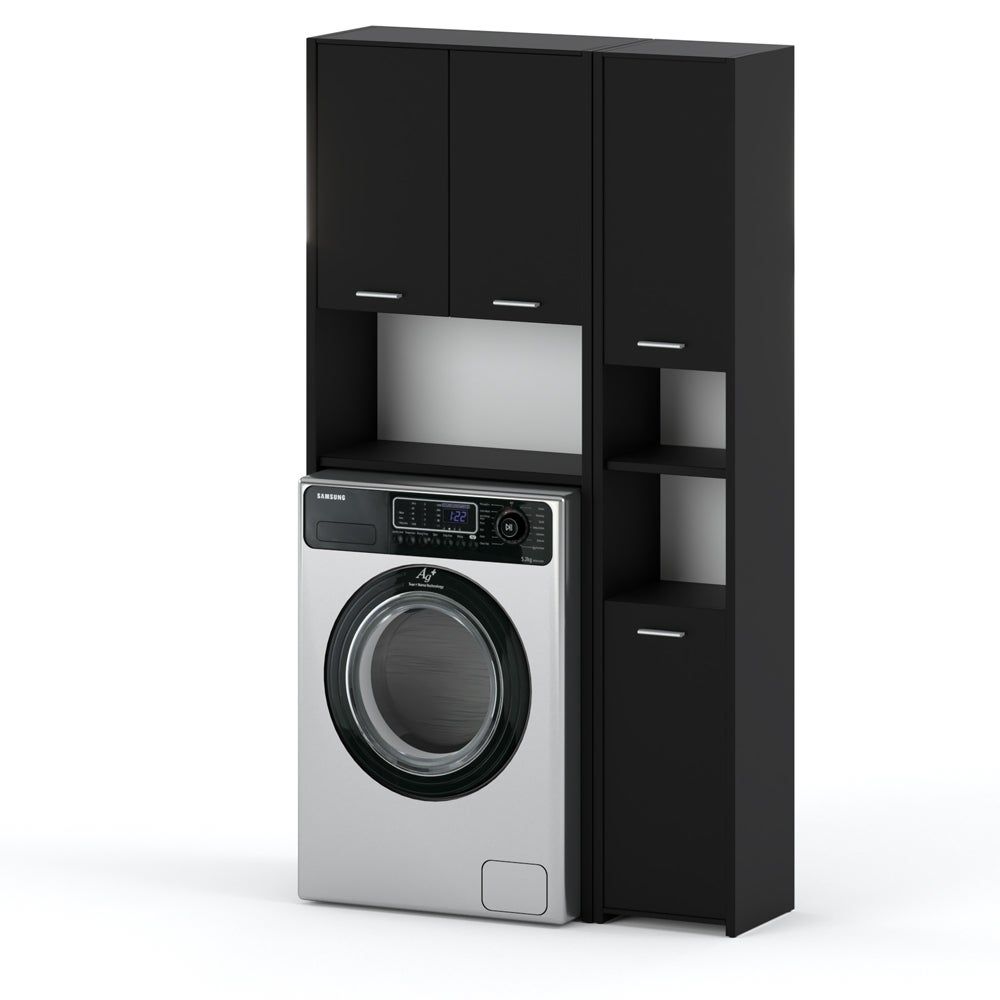 Zestaw łazienkowy hugo szafka stojąca nad pralkę słupek loft czarny mat