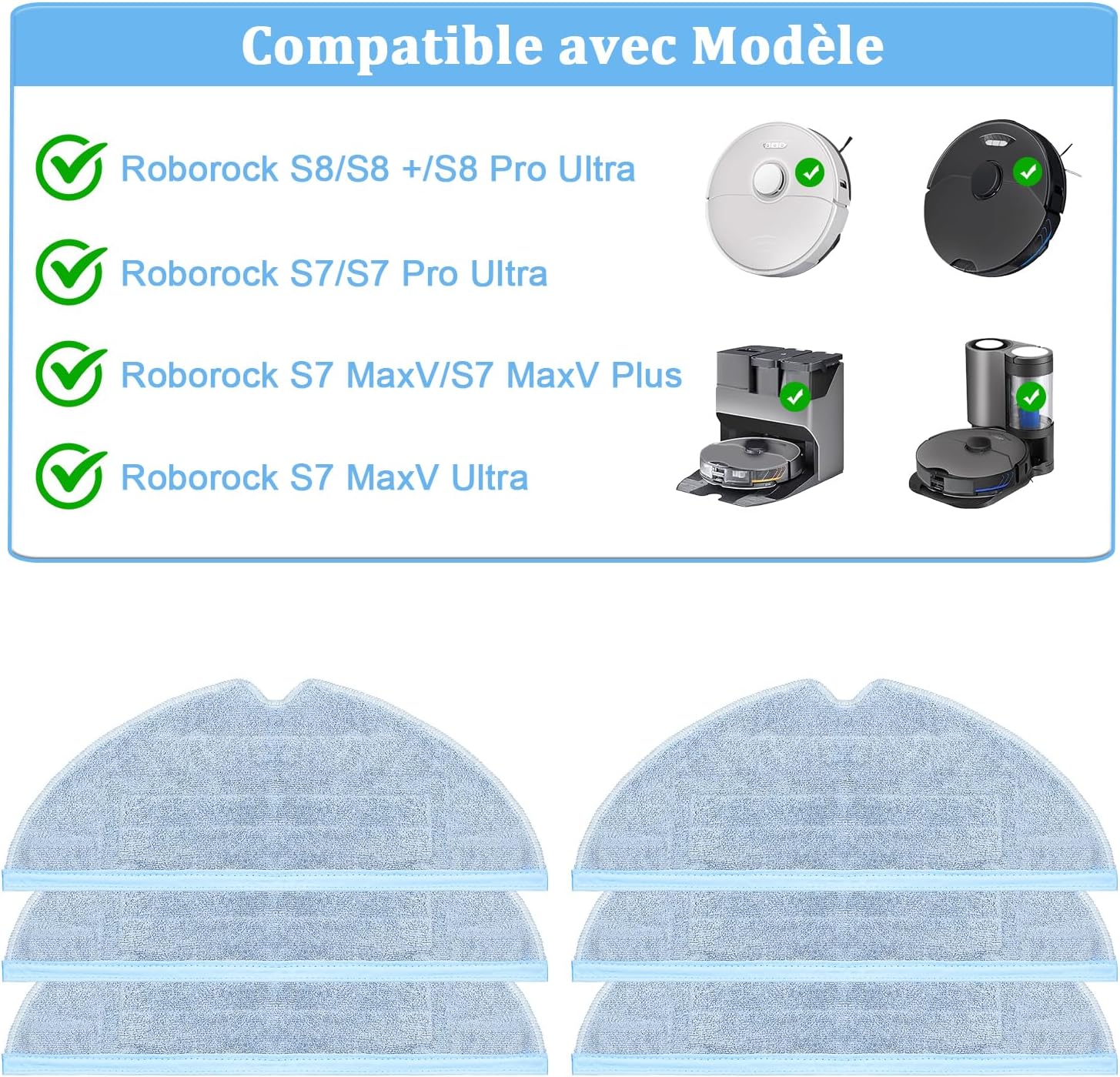 6 Panni Mop In Microfibra Per Roborock S8, S7 MaxV, S7 Pro Ultra E S7+ – Ricambio Lavabile E Riutilizzabile - 4