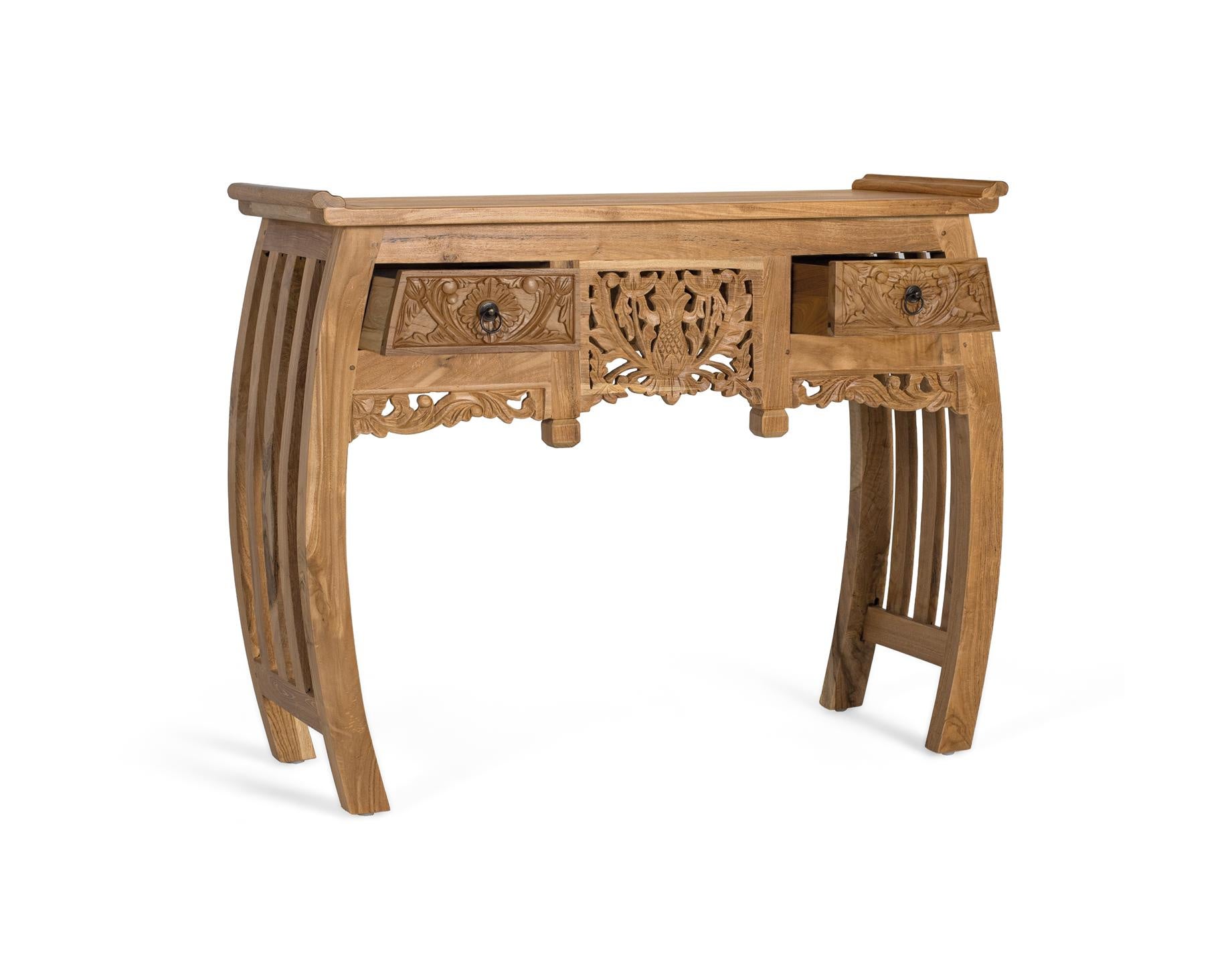 Konsola z drewna tekowego, 100 cm, styl orientalno-etniczny - 78x100x37 GYC - 3