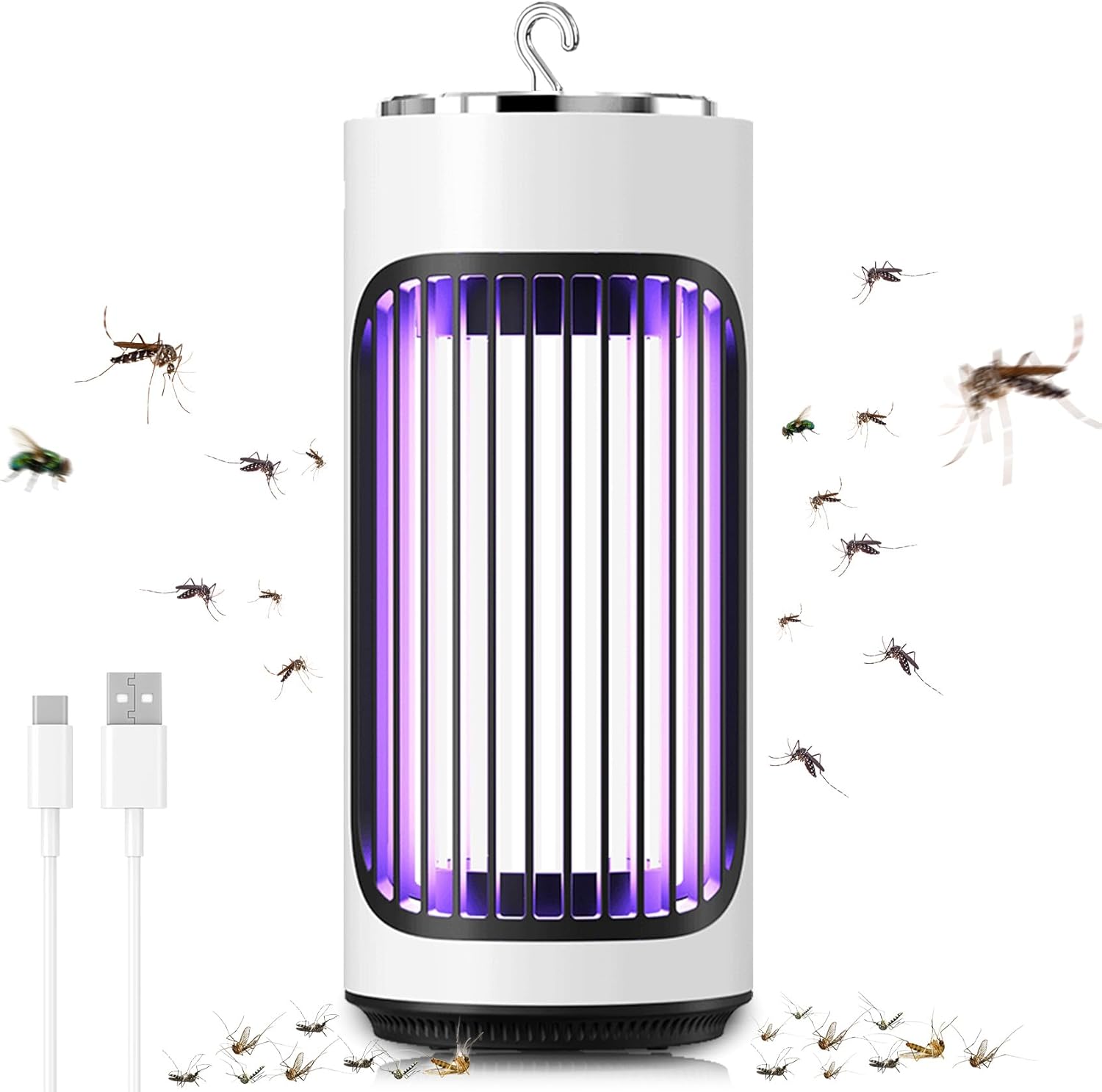 Elektryczna lampa owadobójcza, elektryczna lampa owadobójcza z ładowaniem przez USB, 4 W, 3600 V, UV, elektryczna pułapka na owady, do stosowania